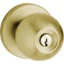 Baldwin Modern Style Single Cylinder Keyed Entry Door Knob Set with Modern Rosette for Thicker Doors from the Estate Collection Satin Brass and Brown