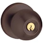 Baldwin Modern Style Single Cylinder Keyed Entry Door Knob Set with Modern Rosette for Thicker Doors from the Estate Collection Venetian Bronze