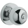 Baldwin Modern Style Single Cylinder Keyed Entry Door Knob Set with Modern Rosette for Thicker Doors from the Estate Collection Polished Chrome