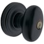 Baldwin 5225 Single Cylinder Keyed Entry Door Knob Set with 5048 Rose from the Estate Collection Satin Black