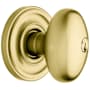 Baldwin Egg Reversible Non-Turning Two-Sided Dummy Door Knob Set from the Estate Collection Lifetime PVD Satin Brass