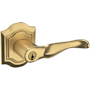 Baldwin 5237 Right Handed Single Cylinder Keyed Entry Door Lever Set with R027 Rose from the Estate Collection Lifetime Satin Brass