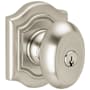 Baldwin 5237 Single Cylinder Keyed Entry Door Knob Set with R027 Rose from the Estate Collection Lifetime Satin Nickel