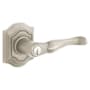 Baldwin 5237 Left Handed Single Cylinder Keyed Entry Door Lever Set with R027 Rose from the Estate Collection Lifetime Satin Nickel