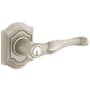 Baldwin 5237 Right Handed Single Cylinder Keyed Entry Door Lever Set with R027 Rose from the Estate Collection Lifetime Satin Nickel
