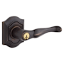 Baldwin 5237 Left Handed Single Cylinder Keyed Entry Door Lever Set with R027 Rose from the Estate Collection Venetian Bronze