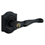 Baldwin 5237 Left Handed Single Cylinder Keyed Entry Door Lever Set with R027 Rose from the Estate Collection Satin Black