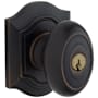 Baldwin Bethpage Style Single Cylinder Keyed Entry Door Knob Set with Bethpage Rosette from the Estate Collection Distressed Oil Rubbed Bronze