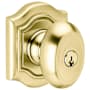 Baldwin Bethpage Style Single Cylinder Keyed Entry Door Knob Set with Bethpage Rosette for Thicker Doors from the Estate Collection Lifetime PVD Satin Brass