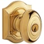 Baldwin Bethpage Style Single Cylinder Keyed Entry Door Knob Set with Bethpage Rosette for Thicker Doors from the Estate Collection Lifetime Polished Brass