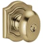 Baldwin Bethpage Style Single Cylinder Keyed Entry Door Knob Set with Bethpage Rosette for Thicker Doors from the Estate Collection Vintage Brass