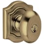 Baldwin Bethpage Style Single Cylinder Keyed Entry Door Knob Set with Bethpage Rosette for Thicker Doors from the Estate Collection Satin Brass and Black