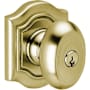 Baldwin Bethpage Style Single Cylinder Keyed Entry Door Knob Set with Bethpage Rosette for Thicker Doors from the Estate Collection Satin Brass and Brown