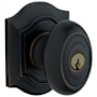 Baldwin Bethpage Style Single Cylinder Keyed Entry Door Knob Set with Bethpage Rosette for Thicker Doors from the Estate Collection Satin Black
