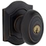 Baldwin Bethpage Style Single Cylinder Keyed Entry Door Knob Set with Bethpage Rosette for Thicker Doors from the Estate Collection Distressed Oil Rubbed Bronze