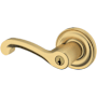 Baldwin 5245 Left Handed Single Cylinder Keyed Entry Door Lever Set with 5048 Rose from the Estate Collection Lifetime Satin Brass