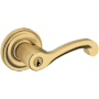 Baldwin 5245 Right Handed Single Cylinder Keyed Entry Door Lever Set with 5048 Rose from the Estate Collection Lifetime Satin Brass