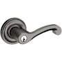 Baldwin 5245 Right Handed Single Cylinder Keyed Entry Door Lever Set with 5048 Rose from the Estate Collection Lifetime Graphite Nickel