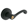 Baldwin 5245 Left Handed Single Cylinder Keyed Entry Door Lever Set with 5048 Rose from the Estate Collection Satin Black