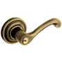 Baldwin Classic Style Left Hand Keyed Entry Door Lever Set with Classic Rosette the Emergency Exit Function Satin Brass and Black