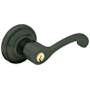 Baldwin Classic Style Right Hand Keyed Entry Door Lever Set with Classic Rosette the Emergency Exit Function Oil Rubbed Bronze