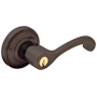 Baldwin Classic Style Right Hand Keyed Entry Door Lever Set with Classic Rosette the Emergency Exit Function Venetian Bronze