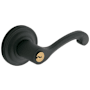 Baldwin Classic Style Left Hand Keyed Entry Door Lever Set with Classic Rosette the Emergency Exit Function Satin Black