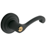 Baldwin Classic Style Right Hand Keyed Entry Door Lever Set with Classic Rosette the Emergency Exit Function Satin Black