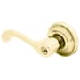 Baldwin Classic Style Left Handed Single Cylinder Keyed Entry Door Lever Set with Classic Rosette for Thicker Doors from the Estate Collection Lifetime PVD Satin Brass