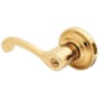 Baldwin Classic Style Left Handed Single Cylinder Keyed Entry Door Lever Set with Classic Rosette for Thicker Doors from the Estate Collection Non-Lacquered Brass