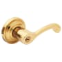 Baldwin Classic Style Right Handed Single Cylinder Keyed Entry Door Lever Set with Classic Rosette for Thicker Doors from the Estate Collection Non-Lacquered Brass