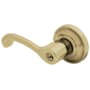 Baldwin Classic Style Left Handed Single Cylinder Keyed Entry Door Lever Set with Classic Rosette for Thicker Doors from the Estate Collection Vintage Brass