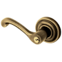 Baldwin Classic Style Left Handed Single Cylinder Keyed Entry Door Lever Set with Classic Rosette for Thicker Doors from the Estate Collection Satin Brass and Black