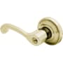 Baldwin Classic Style Left Handed Single Cylinder Keyed Entry Door Lever Set with Classic Rosette for Thicker Doors from the Estate Collection Satin Brass and Brown