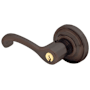 Baldwin Classic Style Left Handed Single Cylinder Keyed Entry Door Lever Set with Classic Rosette for Thicker Doors from the Estate Collection Venetian Bronze