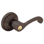Baldwin Classic Style Right Handed Single Cylinder Keyed Entry Door Lever Set with Classic Rosette for Thicker Doors from the Estate Collection Venetian Bronze