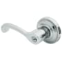 Baldwin Classic Style Left Handed Single Cylinder Keyed Entry Door Lever Set with Classic Rosette for Thicker Doors from the Estate Collection Polished Chrome