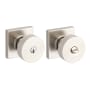 Baldwin Contemporary Single Cylinder Keyed Entry Door Knob Set with Square Rose and Emergency Exit Function Lifetime Satin Nickel