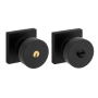 Baldwin Contemporary Single Cylinder Keyed Entry Door Knob Set with Square Rose and Emergency Exit Function Satin Black