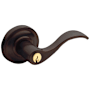 Baldwin 5255 Right Handed Single Cylinder Keyed Entry Door Lever Set with 5048 Rose and Emergency Egress from the Estate Collection Venetian Bronze