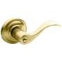 Baldwin Wave Reversible Non-Turning Two-Sided Dummy Door Lever Set with Classic Rosette from the Estate Collection Lifetime PVD Satin Brass