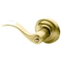 Baldwin Wave Style Left Hand Keyed Entry Door Lever Set with Classic Rosette the Emergency Exit Function Lifetime PVD Satin Brass