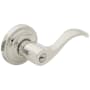 Baldwin Wave Reversible Non-Turning Two-Sided Dummy Door Lever Set with Classic Rosette from the Estate Collection Lifetime Polished Nickel