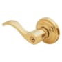 Baldwin Wave Style Left Hand Keyed Entry Door Lever Set with Classic Rosette the Emergency Exit Function Satin Brass and Brown
