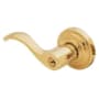 Baldwin Wave Style Right Hand Keyed Entry Door Lever Set with Classic Rosette the Emergency Exit Function Satin Brass and Brown
