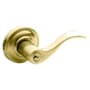 Baldwin Wave Style Single Cylinder Keyed Entry Door Knob Set with Wave Rosette from the Estate Collection Lifetime PVD Satin Brass