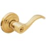 Baldwin Wave Style Single Cylinder Keyed Entry Door Knob Set with Wave Rosette from the Estate Collection Non-Lacquered Brass