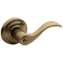 Baldwin Wave Style Single Cylinder Keyed Entry Door Knob Set with Wave Rosette from the Estate Collection Satin Brass and Black
