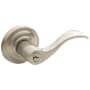 Baldwin Wave Style Single Cylinder Keyed Entry Door Knob Set with Wave Rosette from the Estate Collection Lifetime Satin Nickel