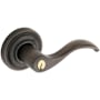 Baldwin Wave Style Single Cylinder Keyed Entry Door Knob Set with Wave Rosette from the Estate Collection Distressed Oil Rubbed Bronze